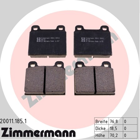 Zimmermann Brake Pad Set, 200111851 200111851